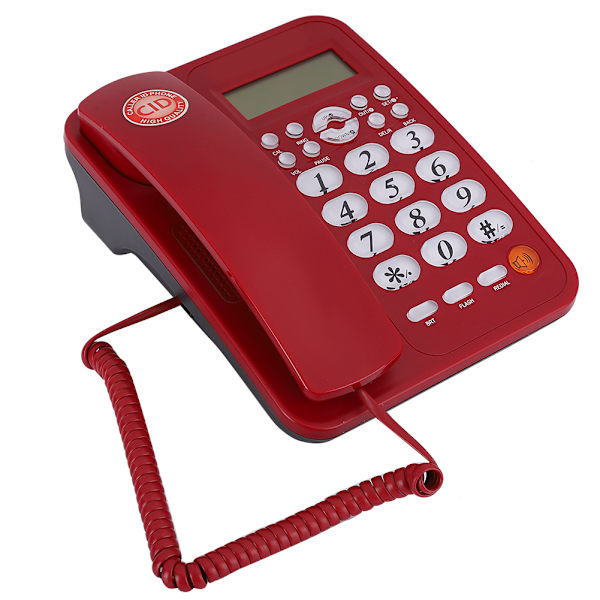 Rød Bordtelefon Hjem Erhverv Fastnet Kablet Telefon Opkalds-ID Fast fastnettelefon