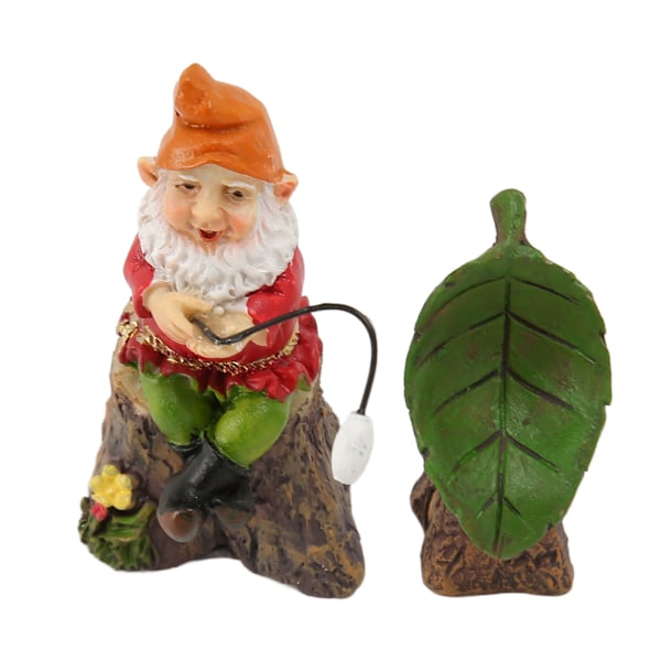 2 stk. Miniature Have Gnome Sæt Lykkebringende Livagtige Gnome Figurer Blad Statue Gnomer Plænepynt