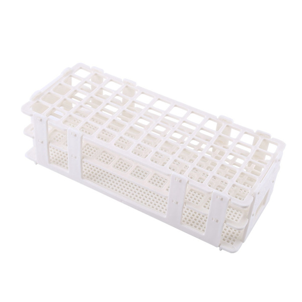 1 stk. reagensglasstativ i plast med 60 huller, holder, opbevaringsstativ, laboratorium, 3 lag, 16 mm hul