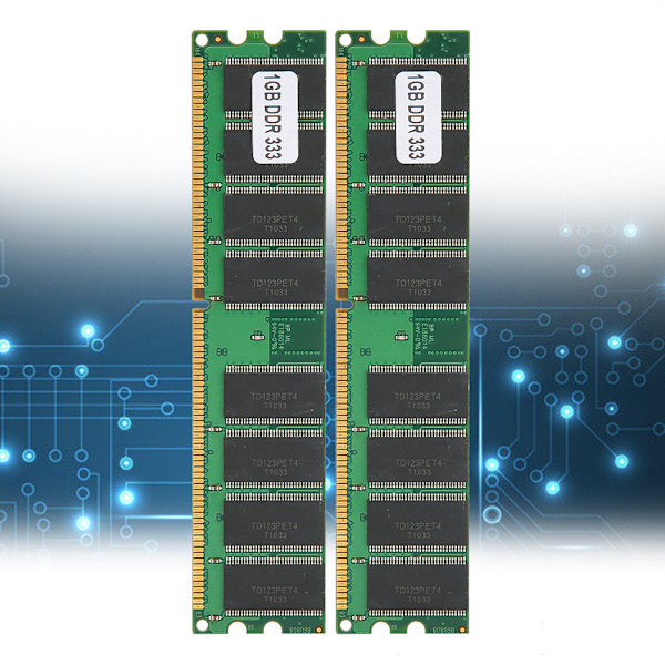 2 Stk Hukommelsesmodul Desktop Computer Dobbeltsidet 16Grain DDR 1GB 333MHZ PC&#8209;2700