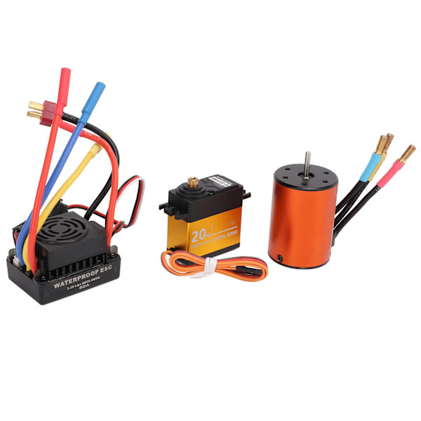 3650 3900KV Borstlös Motor 60A ESC 20kg Styrväxel Set Uppgraderad Vattentät för 1/10RC Fjärrkontrollbil