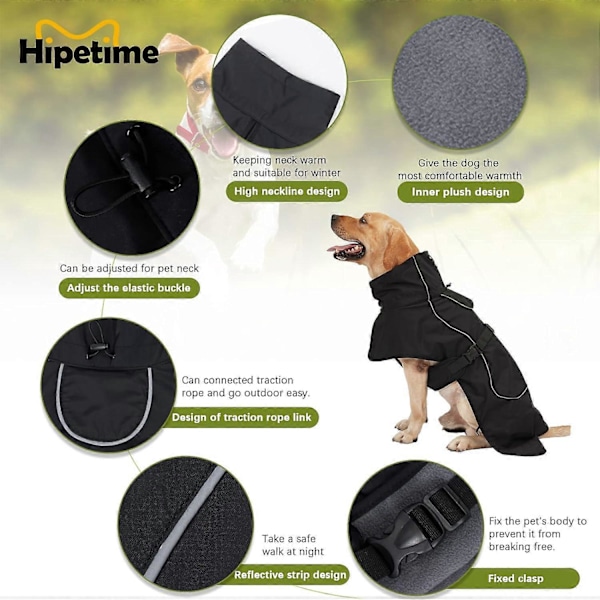 Hundefrakke til Vinter Varm Vandtæt Vindtæt Hunde Vinterfrakke Indvendig Plys Hundejakke med Refleks til Små Mellemstore Større Hunde XS