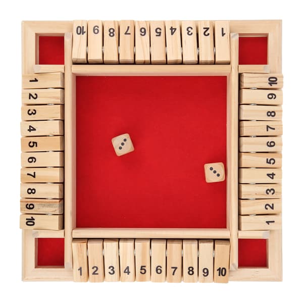 Træ Shut the Box Terningespil 4 Sidet 10 Tal Bræt Bordplade Pub Spil til Børn Voksne