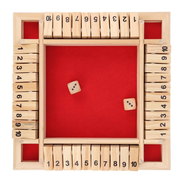 Wooden Shut the Box terningspil 4-sidet 10-talstavle bordplade pubspil til børn, voksne