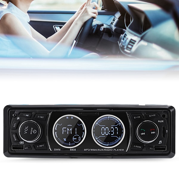 Enkel DIN Bluetooth Bilstereo MP3-spelare Ljudradio Stöd USB/FM/SD