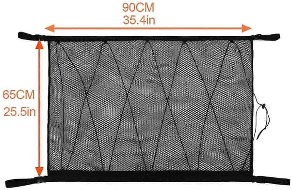 Car Roof Storage Net Pocket Interior Ceiling Cargo Net Bag Car Trunk Storage Bag Sundries Storage Organizer Black, 90x65cm