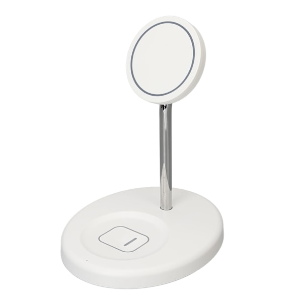 2 i 1 Magnetisk Trådløs Lader Metall og ABS Hvit Trådløs Lader Stativ for IPhone 12 13 14 Serie Hvit
