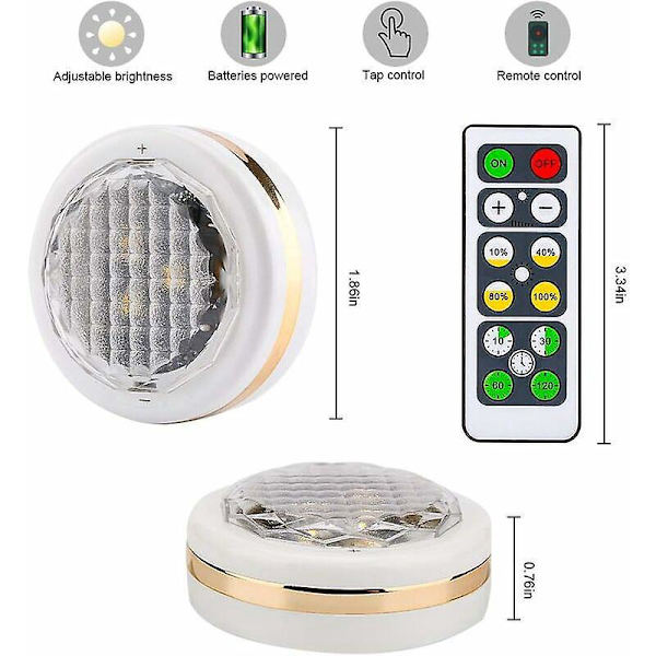 Trådlösa LED-lampor - 6-pack, fjärrstyrda, batteridrivna, perfekta för skåp, garderober och diskar
