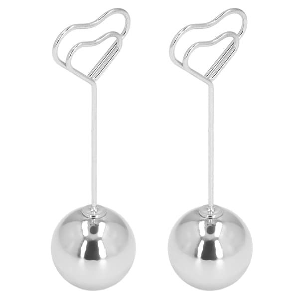 2 stk. bordnummerholder hjerteformet, fast, stabil, førsteklasses metall, solid, holdbar, bred bruksområde, plasskortholder sølv