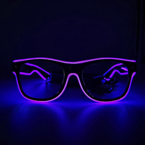 Lilla neon batteridrevne festbriller for bardans - egnet for menn, kvinner og barn
