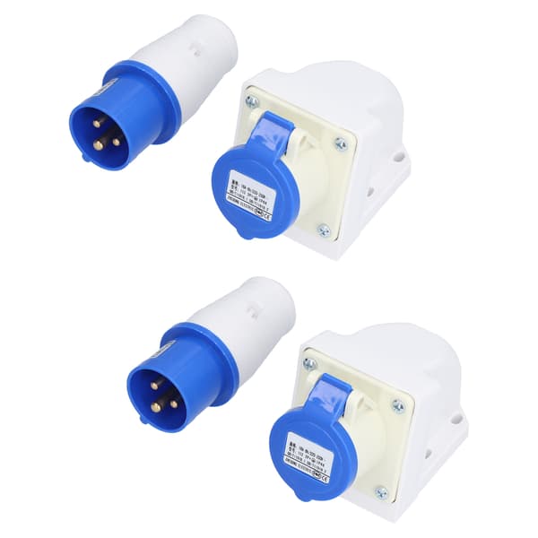 2 sæt industriel stikdåse 3-polet cirkulær strømstik tilbehør 220-250V 16A 2P+E