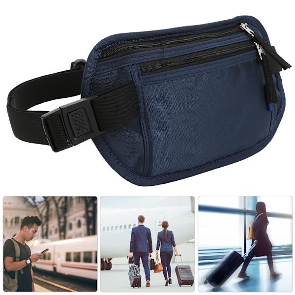 Nylon Mörkblå Reseskyddspåse Multifunktionell Halter Sport Passväska Mörkblå