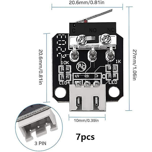 7 Stycken 3D-Skrivare Ändstopp, Mekanisk Ändstoppsmodul för 3D-Skrivardelar, Kompatibel med Ender 3/5/Pro/V2 Cr-10 S4 S-Serien
