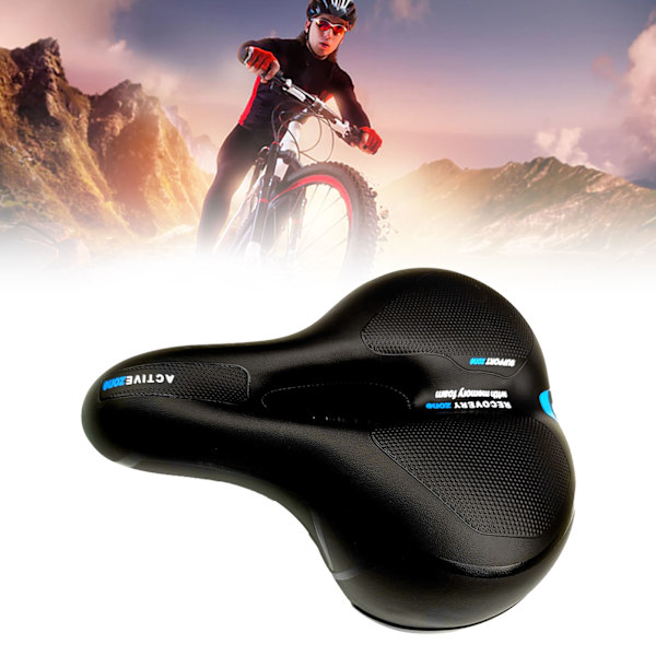 Cykelsadelskudde elastisk slitstark mjuk andningsbar mountainbikesadel dyna med reflexremsor blå