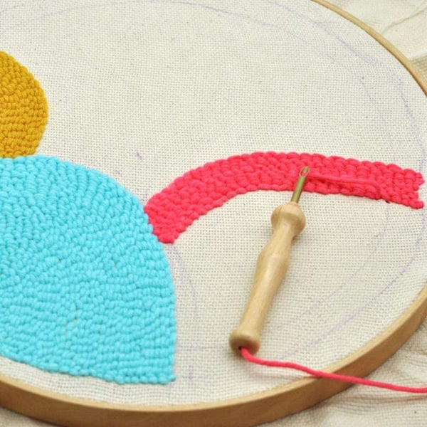 Neulonta Kirjontakynä Punch Neula Pujotajan Set DIY Puinen Kahva Kudonta Ompeluhututus Neula Pujotajan Set
