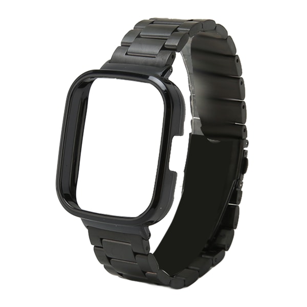 Klokkereim Beskyttende Case Band 2 i 1 justert rustfritt stål klokkebånd for Redmi Watch 3 Black