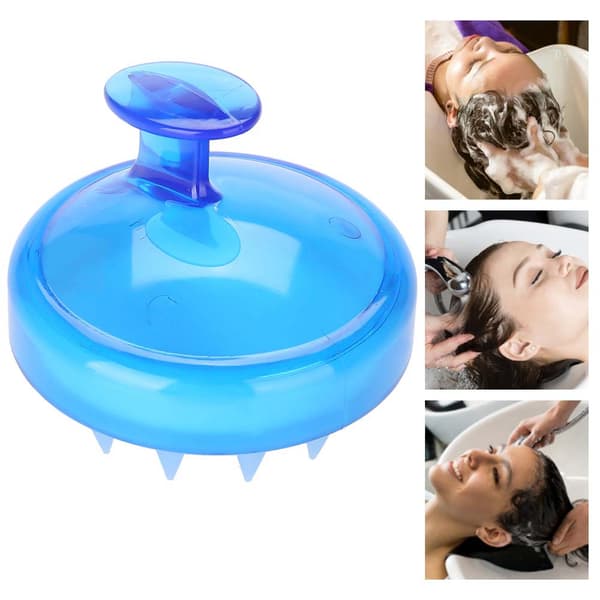 Silikon Schampo Hårbotten Dusch Bad Tvätt Hår Massage Massager Borste Kam Blå