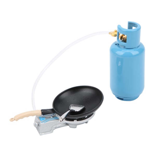 1:12 Miniatyrhus Gas Spis Tank Mini Spatel Kokkärlsmodell Leksak DekorationGas Spis med Gryta och Spatel Set