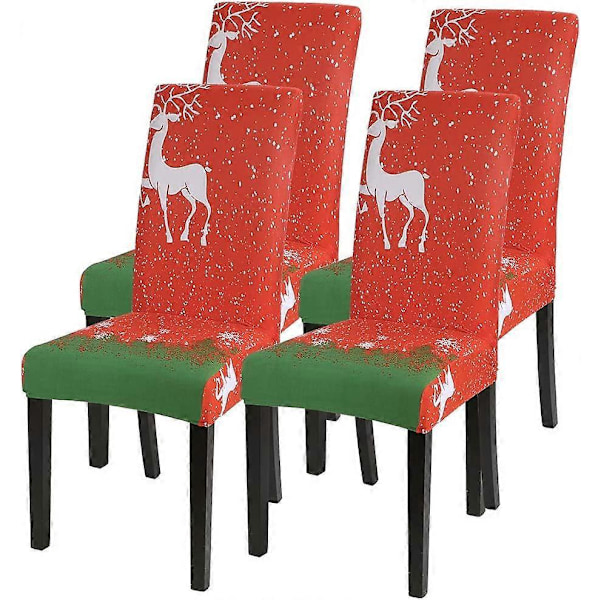 Stretchy Julstolsöverdrag, Halkfritt Matsalsstolsöverdrag, Lätt att Installera och Tvättbart, Modernt Stolsöverdrag för Dekorering av Hotell Kök Fest Hotell