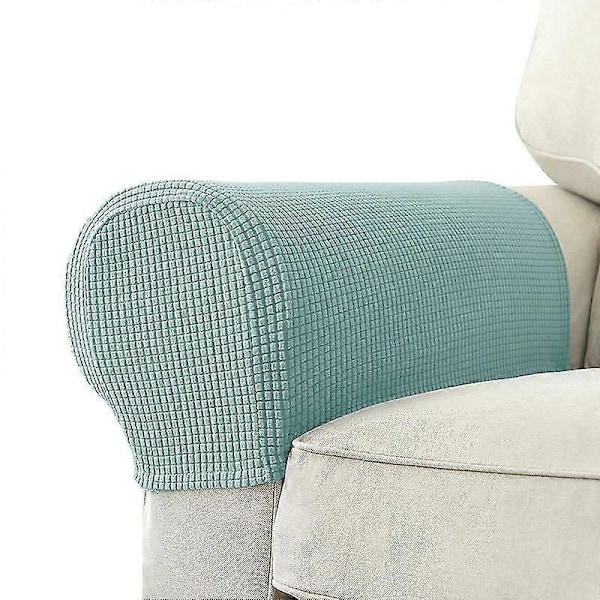 2 stk. Stræk Armlænsbetræk Spandex Jacquard Armbetræk Blødt og Elastisk Beskyttelse til Stole Sofa Lænestol Betræk Recliner Sofa Ærtegrøn