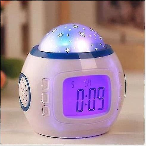 Projection Alarm Clock LED Music Starry Sky Projection Alarm Clock Creative Children's Night Light Multifunction Calendar