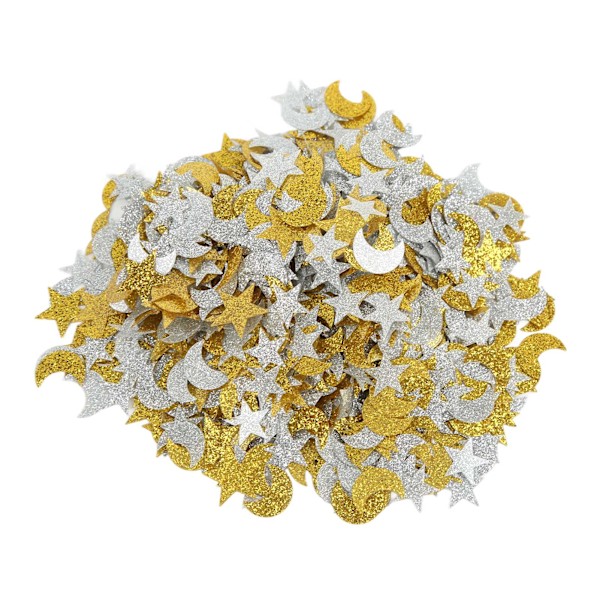 2 poser med Flash Moon og Star Confetti håndlaget plaststjerne Moon Confetti enkel sjenerøs fargekonfetti for fest