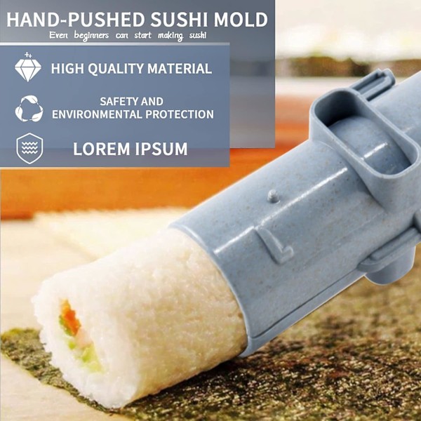 Sushi Maker Kit Sushi Maker, Sushi Maker Kit Sushi Bazooka og med Bambusmatte Gaveidé Egnet for Nybegynnere