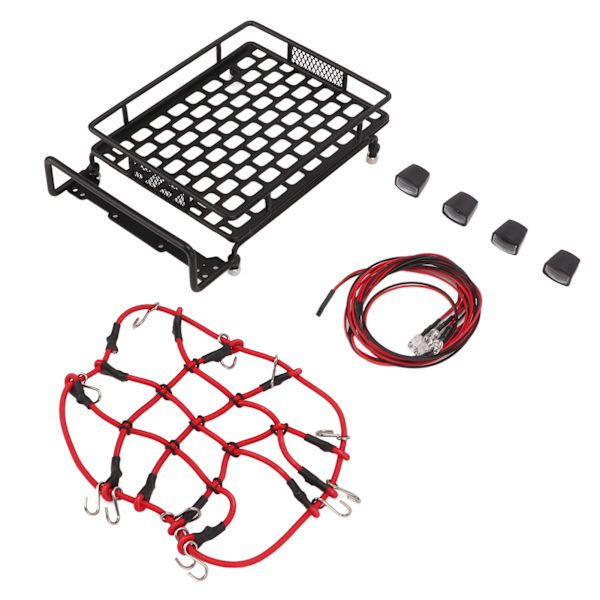 RC-takräcke, mycket simulerat lättvikts RC-bilbagagehållare med LED-lampor för 1/10 1/12 1/14 RC-bilar rombformad lampa