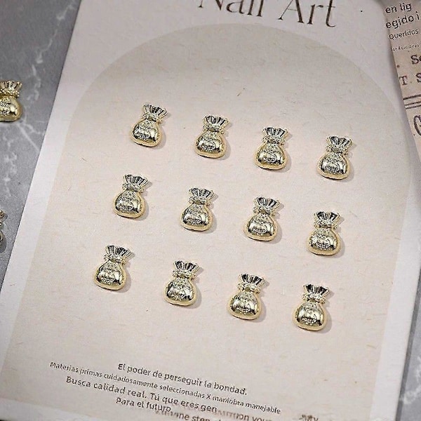 10 st Nya Året Nagelaccessoarer Fisk Ingot Dekorationer och Pengapåse för DIY Nagelkonst