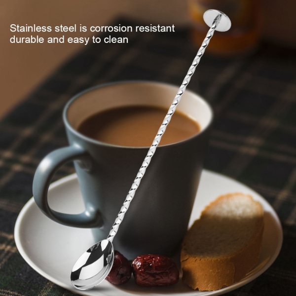 1 stk rustfritt stål cocktailskje drikke kaffeblandingsverktøy med langt håndtak (#7)