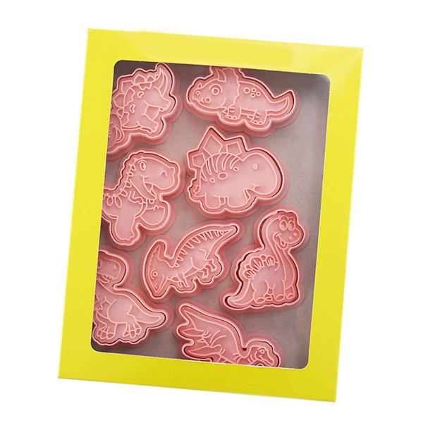 Dinosaur Cookie Form Sød Mad Grade Plastik 3D Dyr Bage Cutter til Kiks Kager Desserter Håndværk
