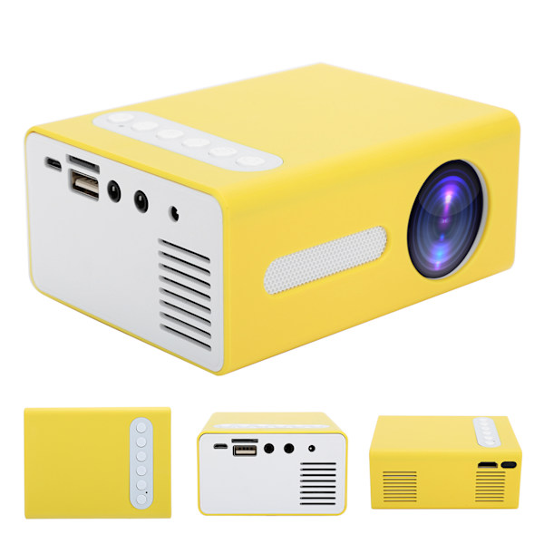 Husholdningsprojektor AV bærbar LED Mini CrossBorder med fjernbetjening 110240V (Jaune Prise EU)