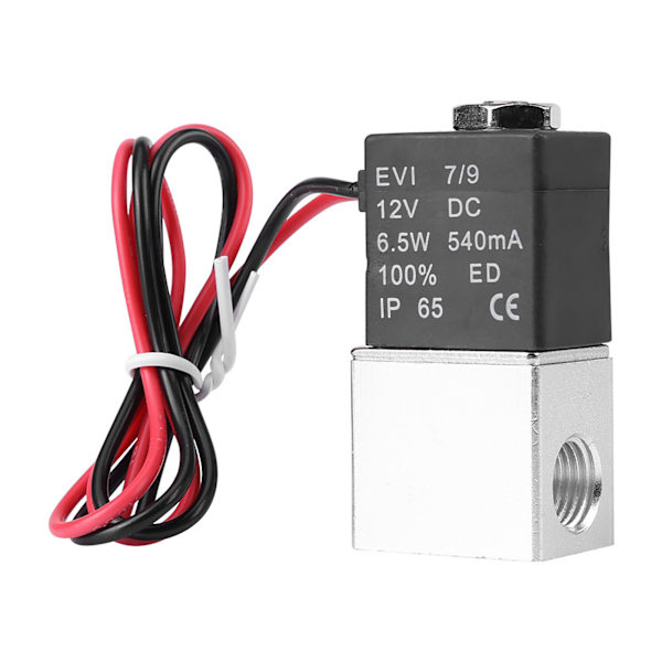12V DC 1/4" 2-vägs normalt stängd pneumatisk aluminium elektrisk magnetventil
