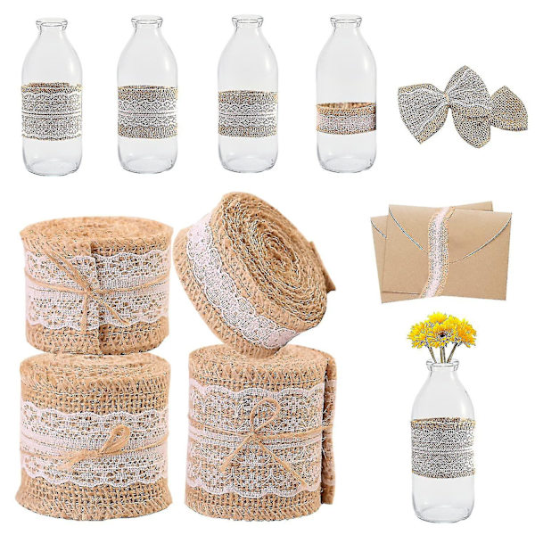 Rulle med naturvit spetsband i jute