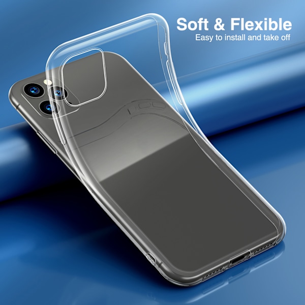 TPU Transparent Skal 1.5mm Ultra Tunn Slank Anti-Guling Skyddande Telefonfodral Tillbehör för Iphone 11 Pro Max 6.5 Tum