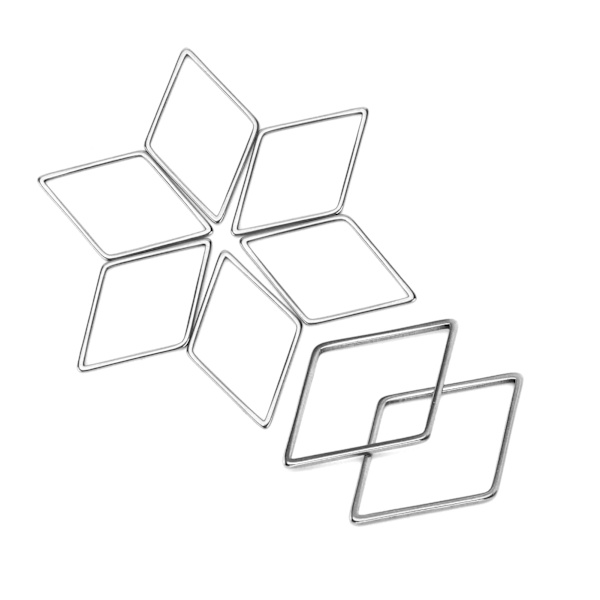 30 st örhängen-kontakter DIY geometriska rombformade ihåliga rostfria hängetillbehör för prydnader hantverk