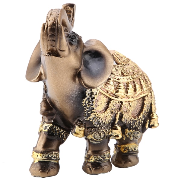 Lucky Feng Shui Golden Elephant Statue Skulptur Rikdomsfigur Gave Home Decoration(M)