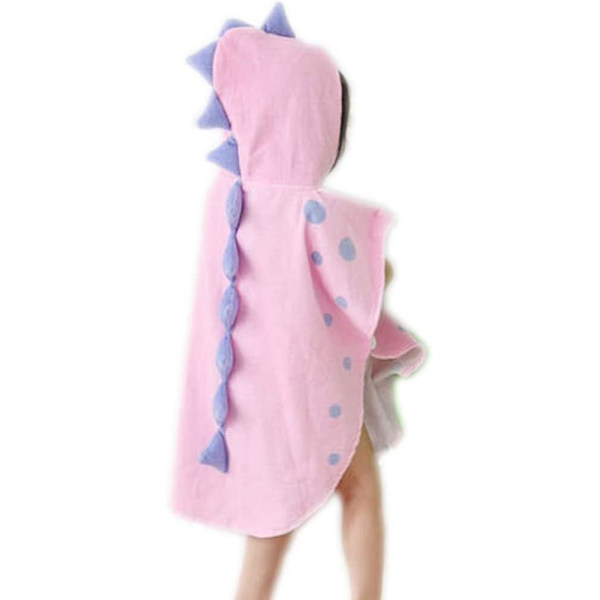 Cartoon Unicorn Dinosaur Huva Handduk för Barn, 0-4 År, Rosa