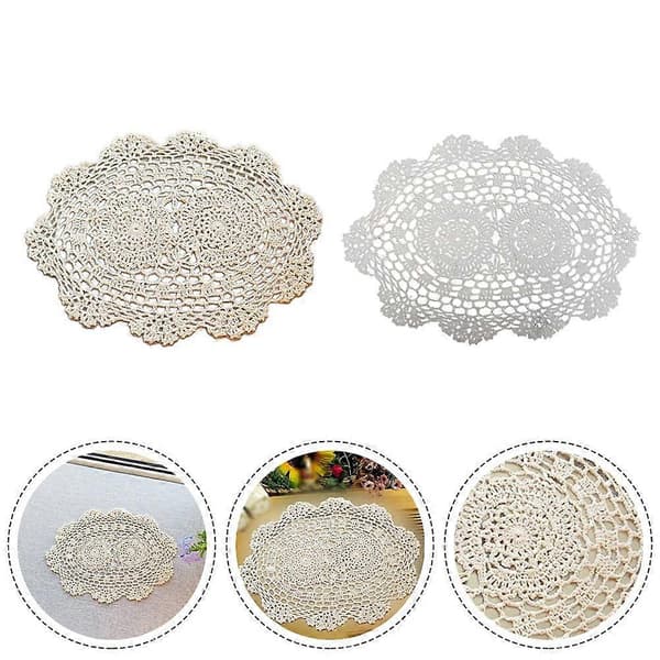 Bordstablett Bomull Blondeduk Blomstret beige