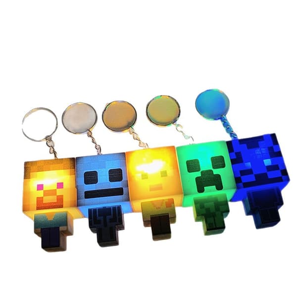 Minecraft - 1st Easy Keychain - Cube Building Block Lamp - Novelty Pendant Toy Creative Toy Steve Steve