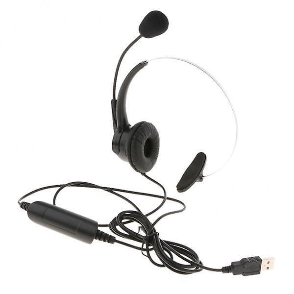 4 x Call Center Monaural USB-plugg Headset Hodetelefoner med Mikrofon for Datamaskin
