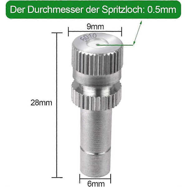 10 stk. (0,5 mm) Messing Lavtrykksdyse for Kjølesystem Dyser Befuktningssprøyte