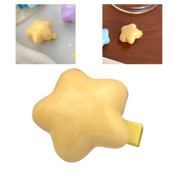 Stjerneformet hårklipp for jenter og kvinner, sterk hold, søt, multifunksjonell hårstylingklipp, tilbehør, gul