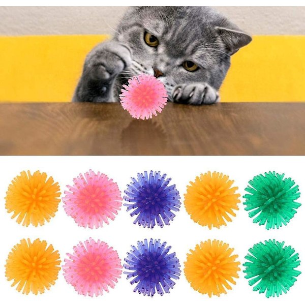 10 st Katbollar Leksak, 2,5 cm TPR Kattleksak Portabel Interaktiv Kattleksak för Katter Kattunge Träning Lek (Slumpmässig Färg)