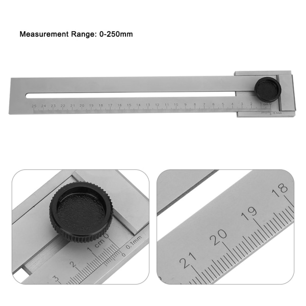 1 STK 0-250 mm Måleområde Høj nøjagtighed Træbearbejdning Markeringslinjal Måleværktøj