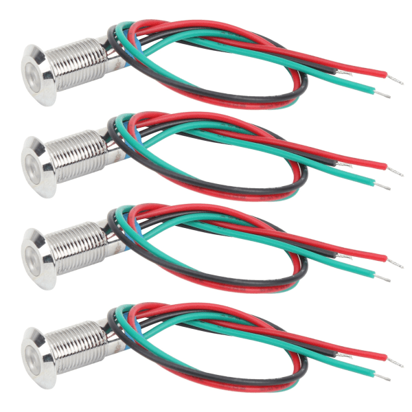 4 set metallinen LED-merkkivalo, yhteinen katodilamppu Teollisuuden ohjauskomponentit 8 mm 12-24VR punainen ja vihreä