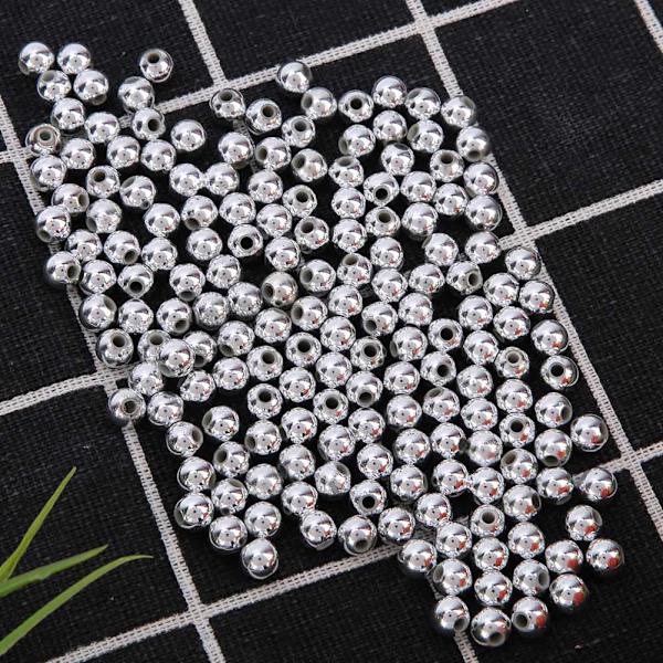 50g/påse Plätering ABS-pärlor Färgglada DIY-smycken Klädertillbehör Bröllopsdekor 10MM Silver