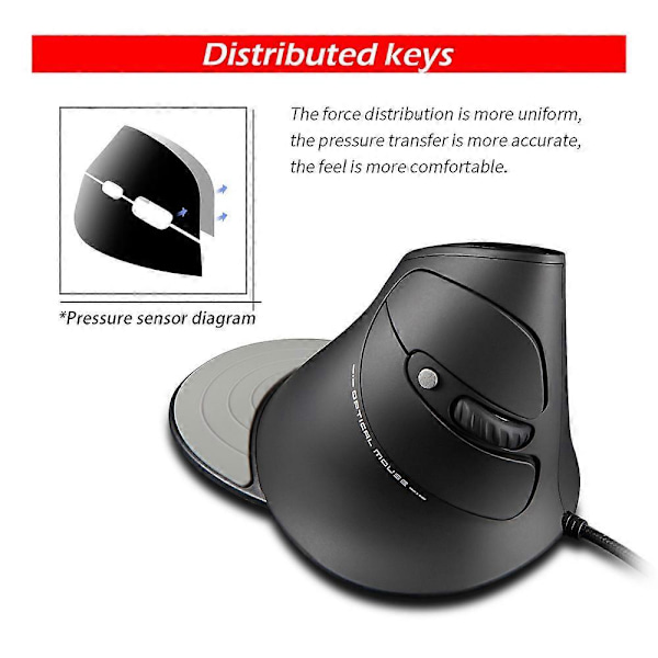 Trådløs mus, 2,4 GHz Ergonomisk Vertikal Mus, 6 Knapper, Avtakbar Håndleddsstøtte, Justerbar DPI USB Optisk Mus, Trådløs Mus for PC, Laptop
