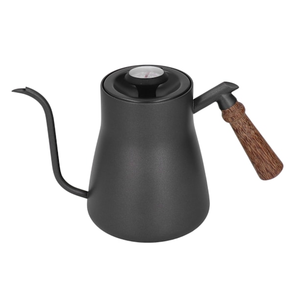 850 ml kaffekanna med termometer i rostfritt stål med gåshals och trähandtag