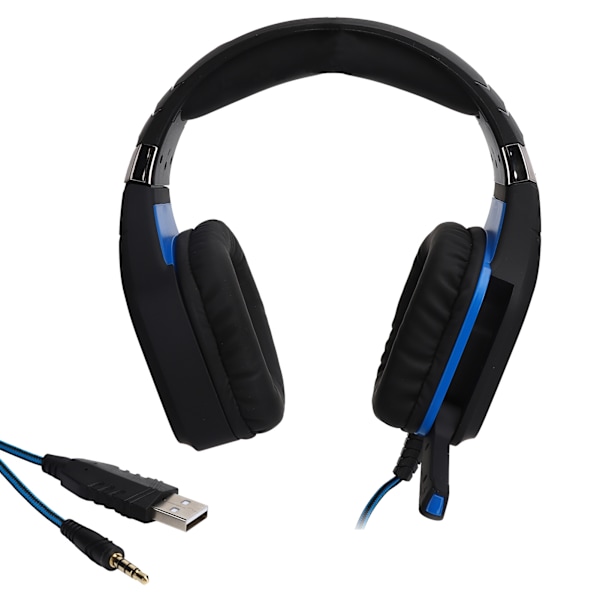 Gaming-hodetelefoner med mikrofon, dataspill, LED-lysende headset for PC, bærbar PC